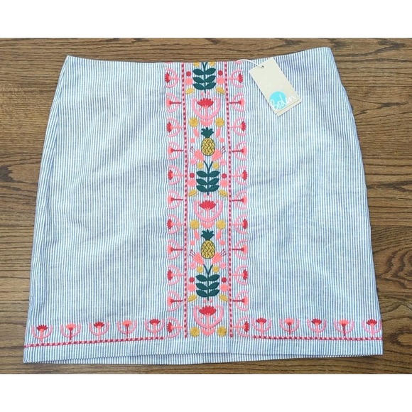 Boden Dresses & Skirts - NWT Boden Striped Floral Pineapple Embroidered Skirt Sz 14 Skirt Tropical Lined